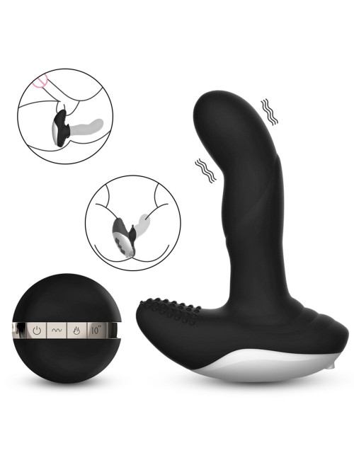 Wibrator silikonowy Massager USB 7 funkcji, pulsator, ogrzewanie, pilot - masażer prostaty / punktu G, wodoodporny