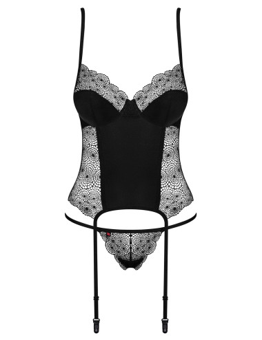 Bielizna-Sharlotte gorset i stringi czarny  S/M