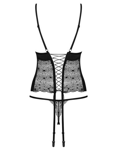 Bielizna-Sharlotte gorset i stringi czarny  S/M