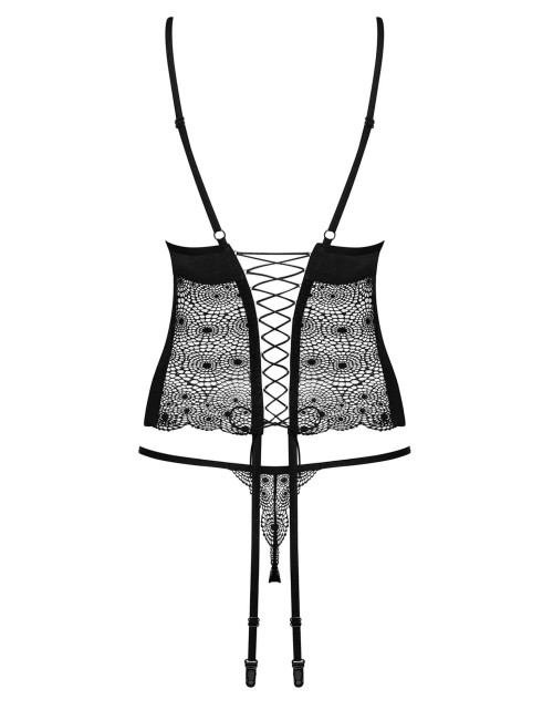 Obsessive Sharlotte Czarny Gorset i Stringi S/M