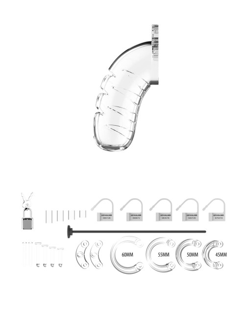 ManCage Model 16 Transparentny Pas Cnoty z Plugiem