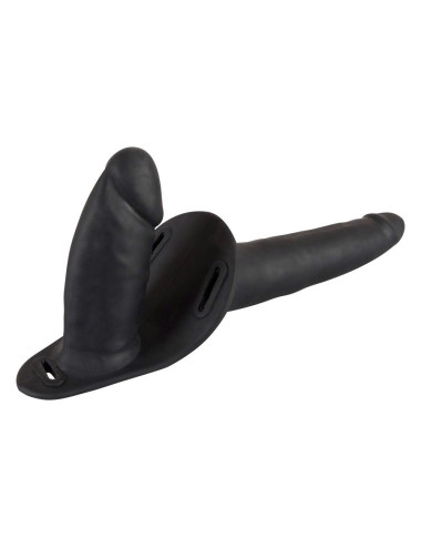 Double Strap On Black Silicone