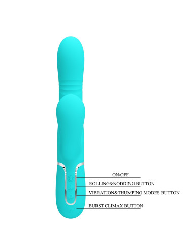 PRETTY LOVE - Mariana light blue, 7 vibration functions, 7 thrusting settings, 4 rolling functions, 4 nodding functions