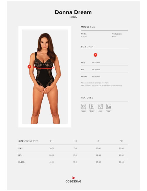 Obsessive Donna Dream - Zmysłowe body otwarte XS/S