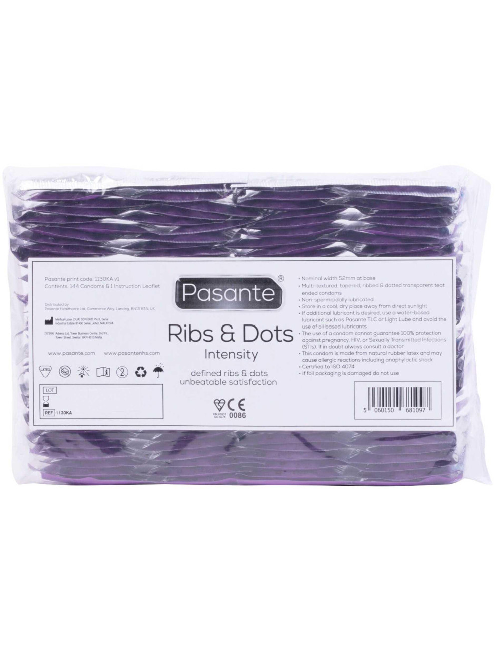 Pasante Ribs & Dots Intensity Prezerwatywy Stymulujące - Afrodyzjaki 144 szt.