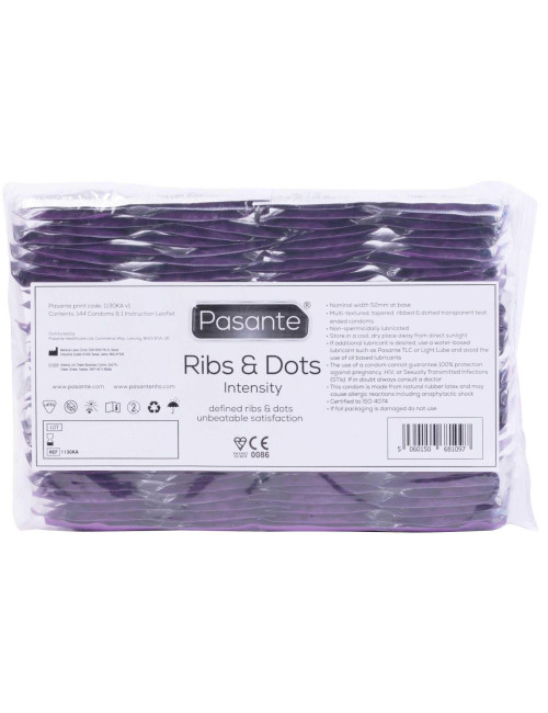 Pasante Ribs & Dots Intensity Prezerwatywy Stymulujące - Afrodyzjaki 144 szt.