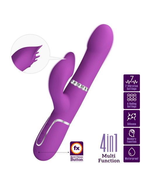 Pretty Love Falin Purple – Króliczek Wibrator, Zabawki Wibratory Króliczki, 7 funkcji wibracji, 4 ruchy koralików