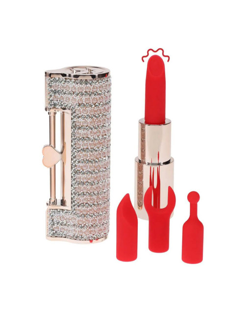 Angel Lipstick Wibrator Mini z 4 Końcówkami - Różowy, 5 Trybów - Zabawki, Wibratory, Mini