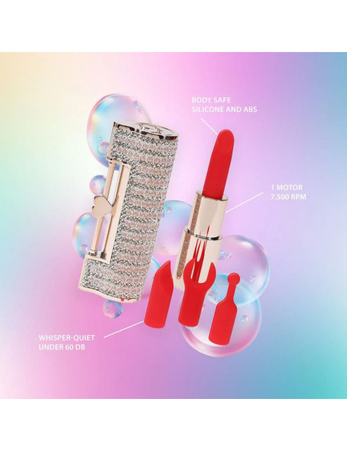 Różowy mini wibrator szminka z 4 końcówkami Loveline Angel