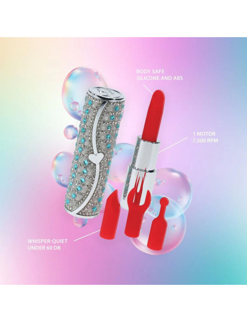 Tiffany Lipstick Mini Wibrator z 4 końcówkami - Blue - Zabawki / Wibratory / Mini
