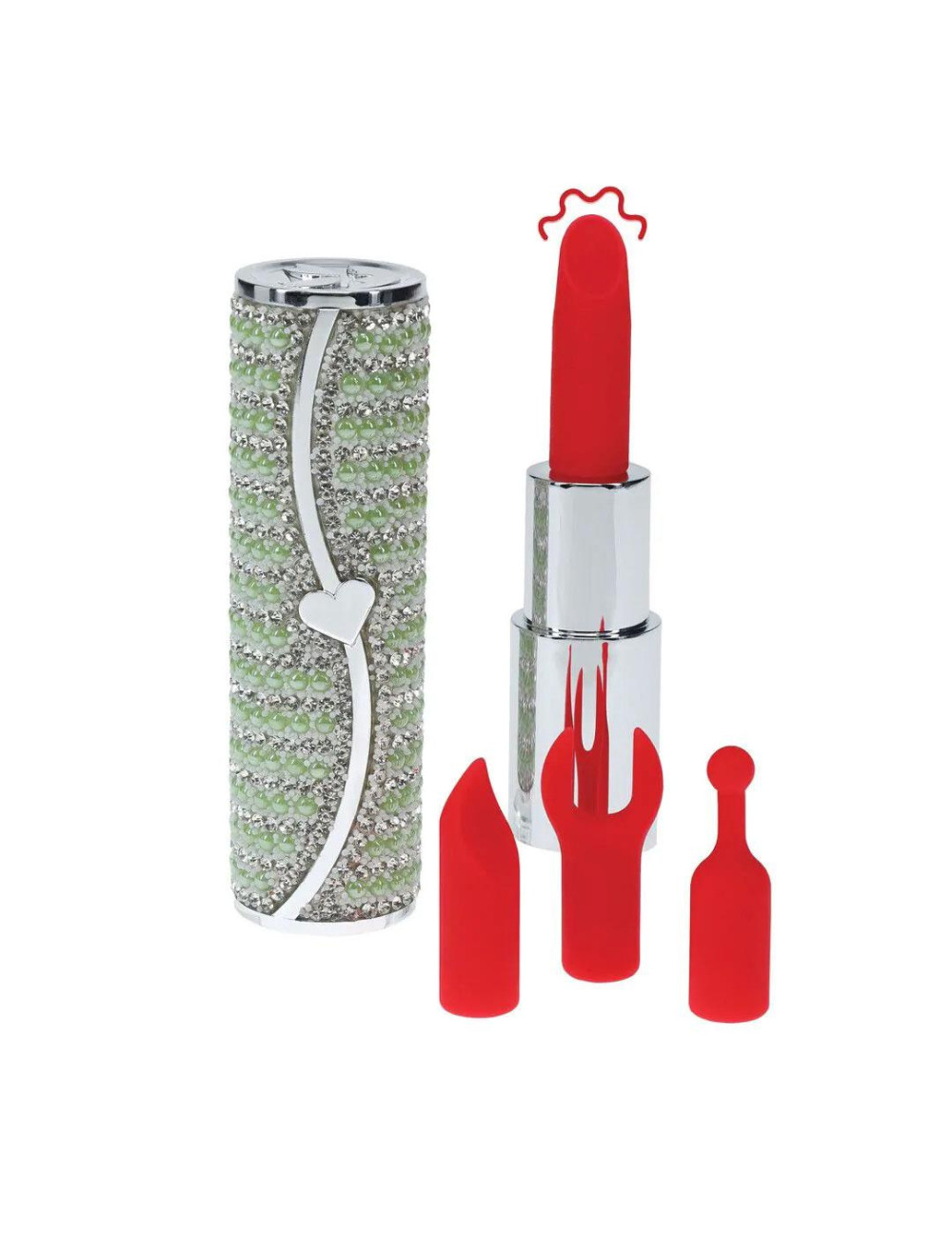 Candy Lipstick Mini Wibrator z 4 końcówkami – zielony | Zabawki / Wibratory / Mini
