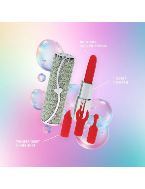 Candy Lipstick Mini Wibrator z 4 końcówkami – zielony | Zabawki / Wibratory / Mini