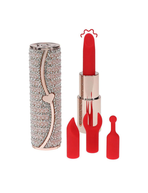 Candy Lipstick Mini Wibrator z 4 Końcówkami - Różowy