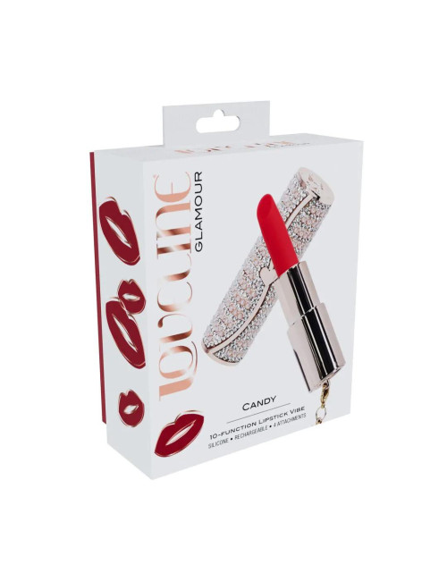 Różowy mini wibrator szminka z 4 końcówkami Loveline Candy