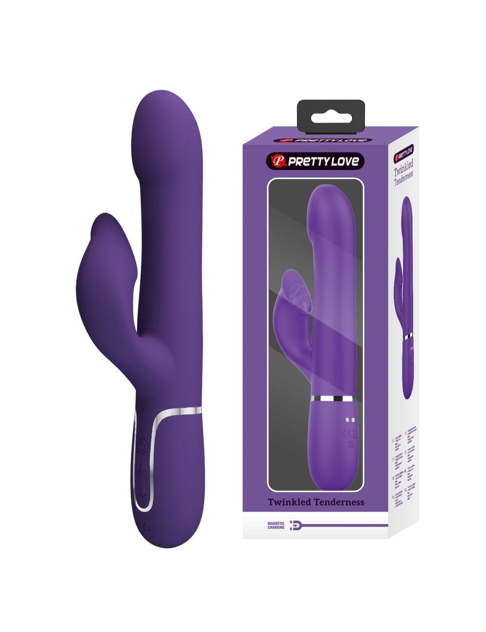 PRETTY LOVE Falin - Wibrator Króliczek Dark Purple, 7 trybów, 4 ruchome koraliki, Funkcja pamięci, silikon