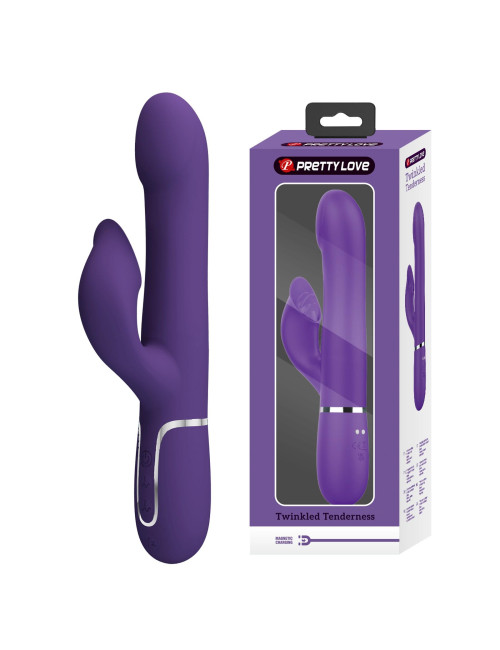 PRETTY LOVE Falin - Wibrator Króliczek Dark Purple, 7 trybów, 4 ruchome koraliki, Funkcja pamięci, silikon