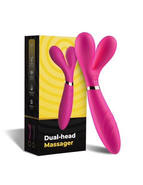 Y-Wand Pink - Wibrator 2 ramiona, 9 trybów, wodoodporny, silikon medyczny – Zabawki, Wibratory