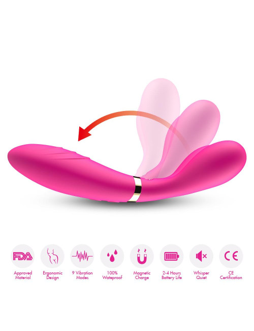 Y-Wand Pink - Wibrator 2 ramiona, 9 trybów, wodoodporny, silikon medyczny – Zabawki, Wibratory