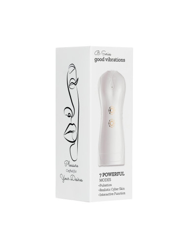 Masturbator - B - Series - Vibrating and Flashing Masturbation Cup USB 7+7 Function / Talk Mode (White)