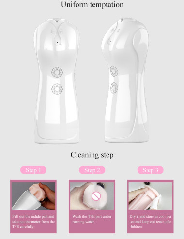Masturbator - B - Series - Vibrating and Flashing Masturbation Cup USB 7+7 Function / Talk Mode (White)