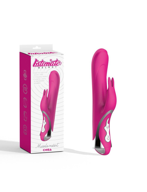 Missile Rabit-Pink Wibrator Króliczek Silikonowy, 10 funkcji, wodoodporny, 23,5 cm