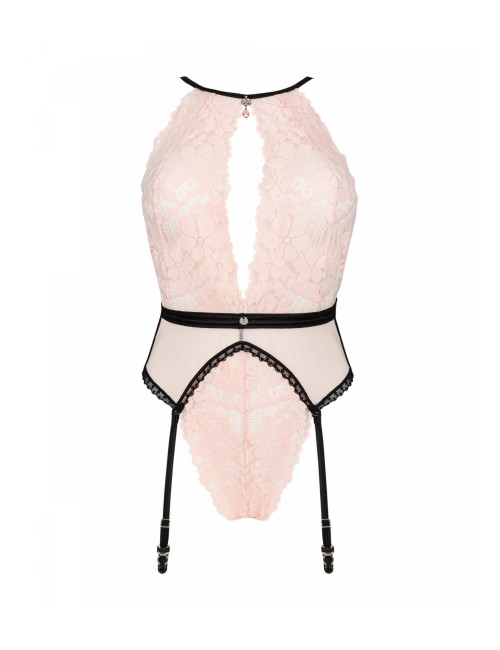Obsessive Koronkowe Body z Pasem do Pończoch S/M