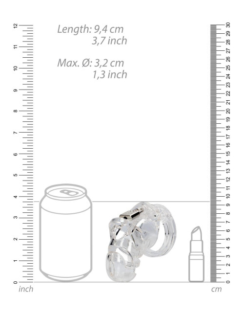 Model 25 Chastity Cage - Pas Cnoty, 3.5'' / 9 cm - Transparent - Zabawki BDSM