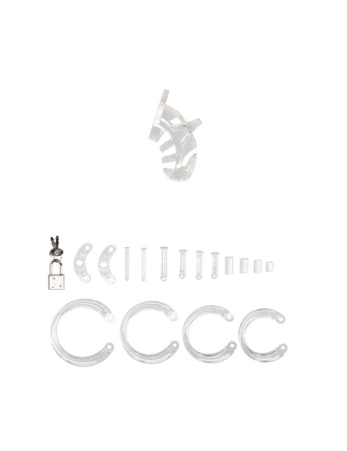 Model 25 Chastity Cage - Pas Cnoty, 3.5'' / 9 cm - Transparent - Zabawki BDSM