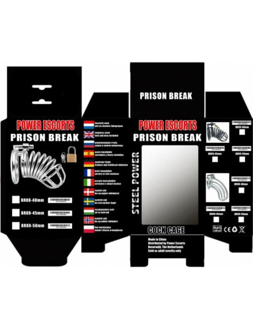Prison Break Black – Pas Cnoty BDSM 40 mm z Zamkiem – Penis Plug