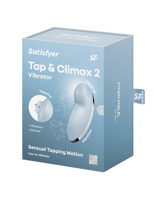 Tap & Climax 2 Blue – Wibrator i Stymulator Łechtaczki z Funkcją Stukania, Podwójna Stymulacja, Silikon Medyczny, IPX7