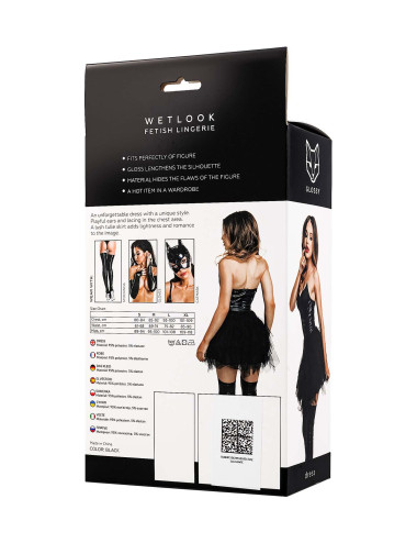 Glossy Elisia, dress, wetlook, black, XL