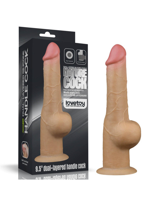Dildo realistyczny z uchwytem 9,5 cala - dwuwarstwowy silikon, przyssawka 7,9 cm | Zabawki erotyczne