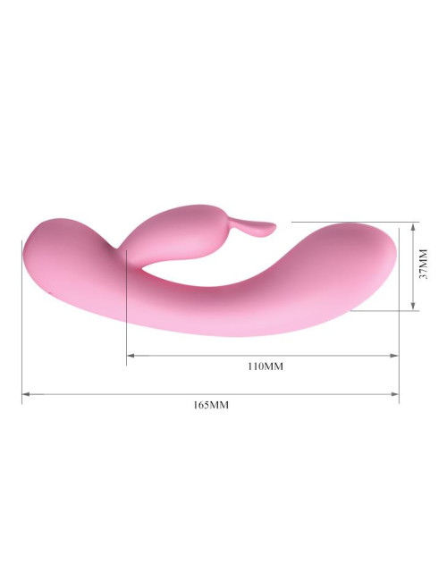 Pretty Love Hugo: Wibrator Króliczek - 12 funkcji, silikon, USB, punkt G