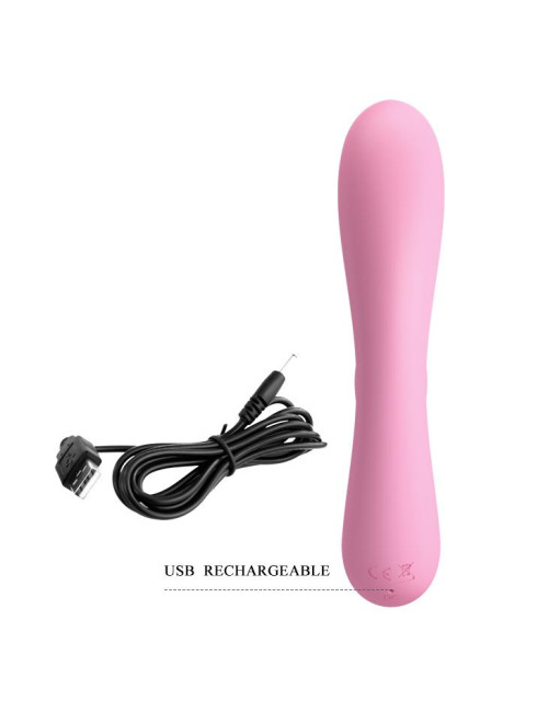 Pretty Love Hugo: Wibrator Króliczek - 12 funkcji, silikon, USB, punkt G