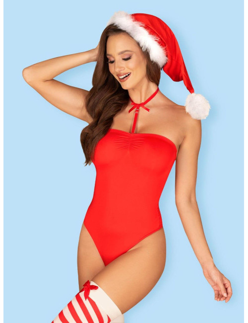 Bielizna Obsessive Kissmas Body czerwone L/XL - Mikołajki