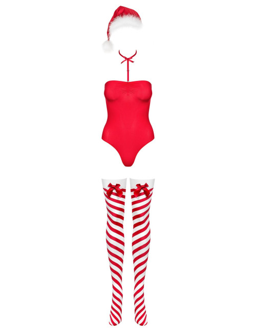 Bielizna Obsessive Kissmas Body czerwone L/XL - Mikołajki