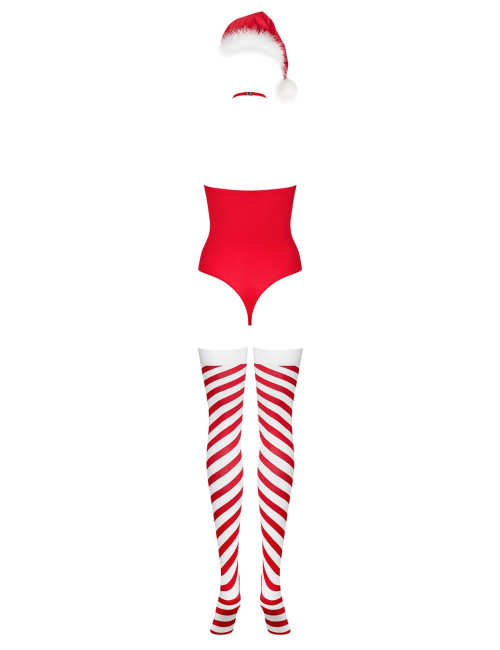 Bielizna Obsessive Kissmas Body czerwone L/XL - Mikołajki