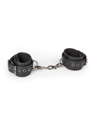 Kajdanki-Black Leather Handcuffs