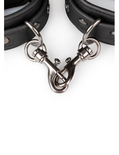 Kajdanki-Black Leather Handcuffs