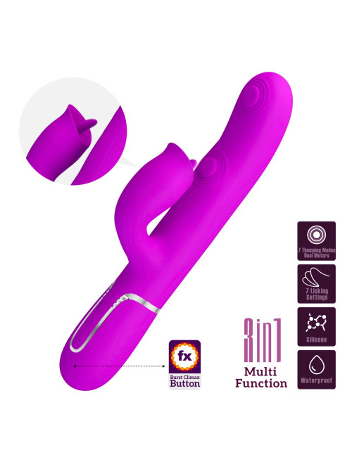 PRETTY LOVE Gigi Purple - Wibrator Króliczek z 7 trybami stymulacji i lizania, silikonowy, wodoodporny