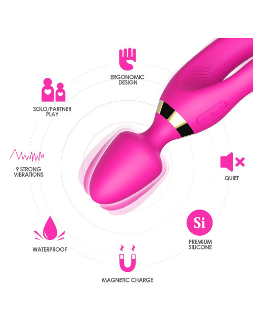 Magic Wand Pink – wibrator masażer silikonowy do par, wodoodporny, 9 trybów, bezpieczny dla ciała