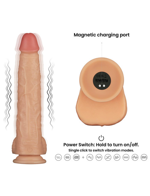 Power Basics Cock – 11-calowy Realistyczny Wibrator, 10 Trybów, Wodoodporny, Zabawki Eroticzne