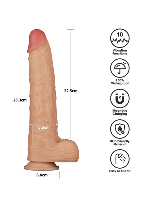 Power Basics Cock – 11-calowy Realistyczny Wibrator, 10 Trybów, Wodoodporny, Zabawki Eroticzne