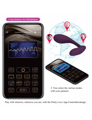 PRETTY LOVE - Baird Purple, 12 vibration functions Mobile APP Long-distance Control