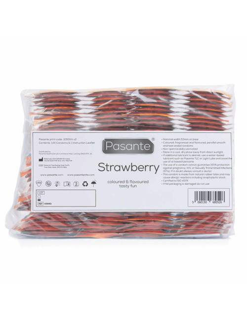 Prezerwatywy smakowe Pasante Strawberry Crush 144 szt. Afrodyzjaki