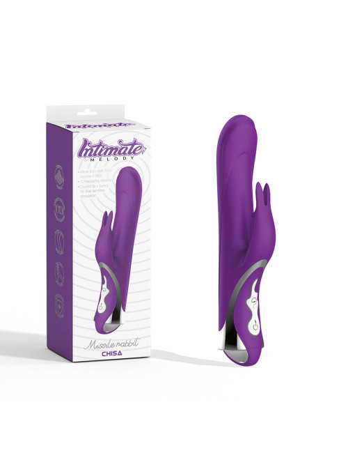 Missile Rabbit Purple - Wibrator Króliczek silikonowy, 23.5 cm, 10 trybów, wodoodporny