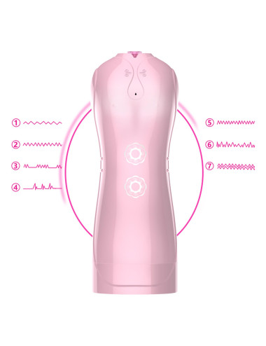 Masturbator-Vibrating and Flashing Masturbation Cup USB 7+7 Function / Talk Mode (Pink)