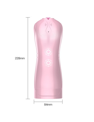 Masturbator-Vibrating and Flashing Masturbation Cup USB 7+7 Function / Talk Mode (Pink)