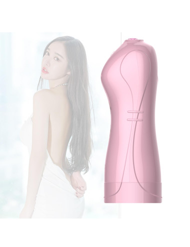 Masturbator-Vibrating and Flashing Masturbation Cup USB 7+7 Function / Talk Mode (Pink)