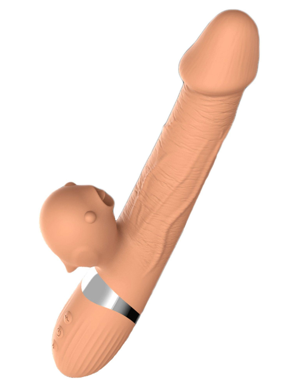 Wibrator Basia 2w1 – stymulator językowy, posuwisto-zwrotny z rotacją, USB, silikon medyczny, 9 funkcji – zabawki erotyczne